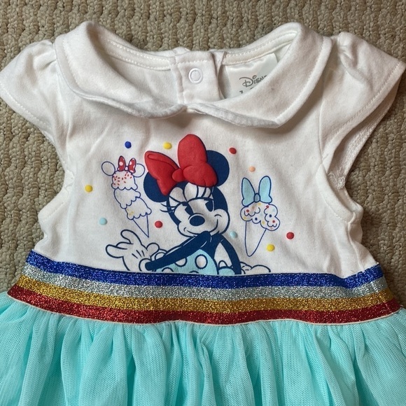 Disney Minnie Mouse Tutu Baby Peter Pan Collar Bodysuit Dress Outfit 9-12 months - Picture 3 of 6